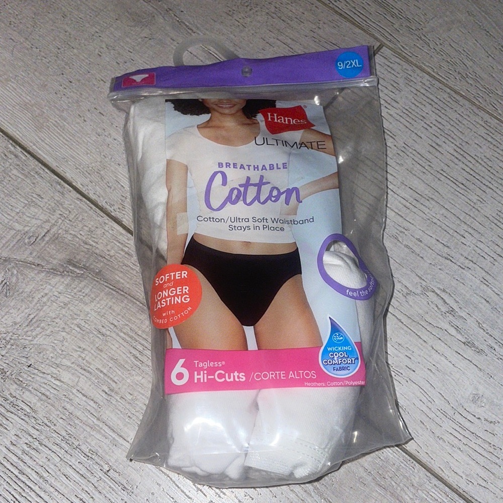 James ultimate breathable cotton hi cut 9/2X tag less panties 3 pairs new in pac